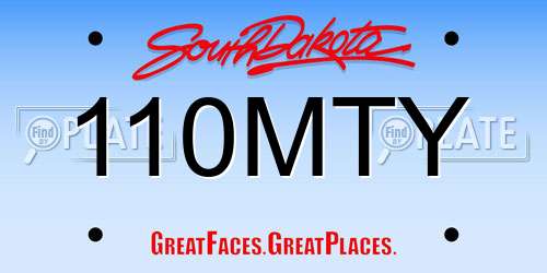110MTY South Dakota License Plate