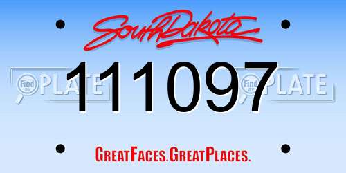 111097 South Dakota License Plate