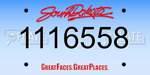 1116558 South Dakota License Plate
