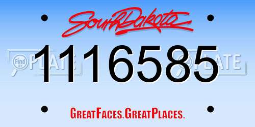 1116585 South Dakota License Plate