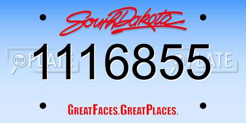 1116855 South Dakota License Plate