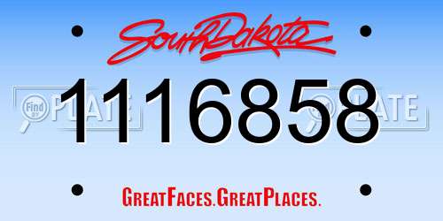1116858 South Dakota License Plate