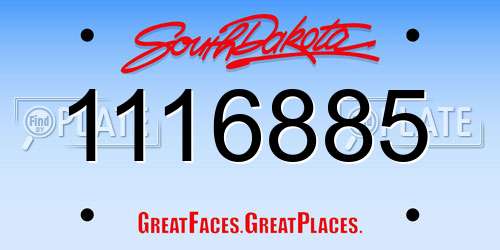 1116885 South Dakota License Plate