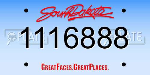 1116888 South Dakota License Plate