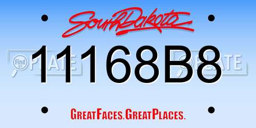 11168B8 South Dakota License Plate