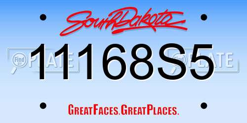 11168S5 South Dakota License Plate