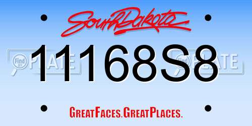 11168S8 South Dakota License Plate