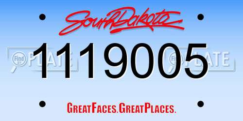 1119005 South Dakota License Plate