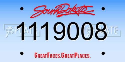 1119008 South Dakota License Plate