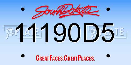 11190D5 South Dakota License Plate