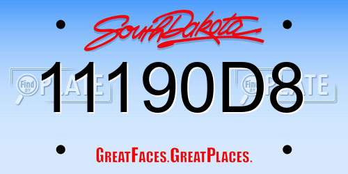 11190D8 South Dakota License Plate