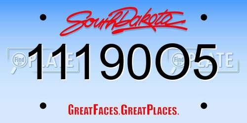 11190O5 South Dakota License Plate