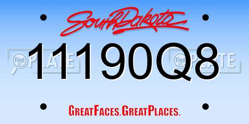 11190Q8 South Dakota License Plate