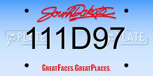 111D97 South Dakota License Plate