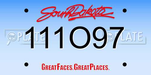 111O97 South Dakota License Plate