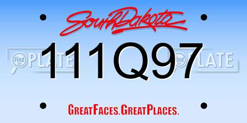111Q97 South Dakota License Plate