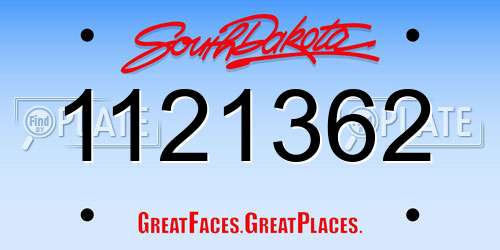 1121362 South Dakota License Plate