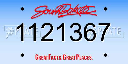 1121367 South Dakota License Plate