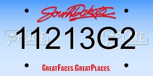 11213G2 South Dakota License Plate