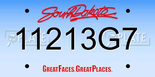 11213G7 South Dakota License Plate