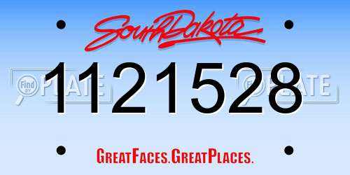 1121528 South Dakota License Plate