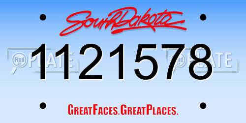 1121578 South Dakota License Plate