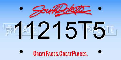11215T5 South Dakota License Plate