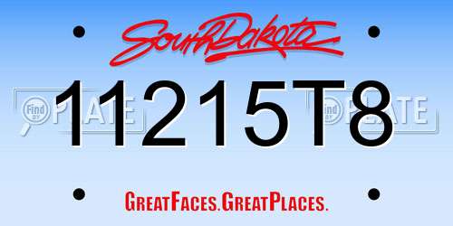11215T8 South Dakota License Plate