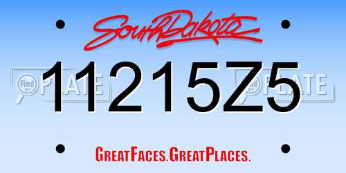 11215Z5 South Dakota License Plate