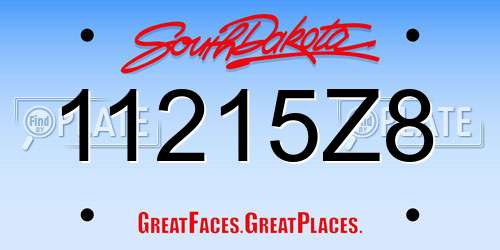 11215Z8 South Dakota License Plate