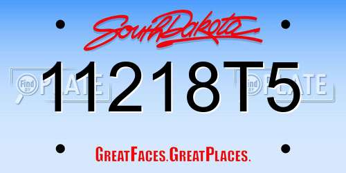 11218T5 South Dakota License Plate