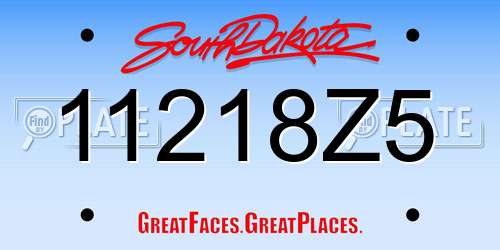 11218Z5 South Dakota License Plate