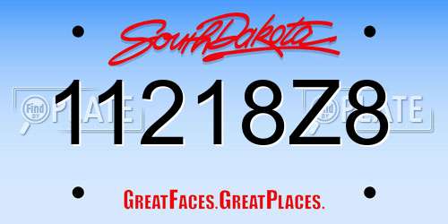 11218Z8 South Dakota License Plate