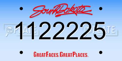 1122225 South Dakota License Plate