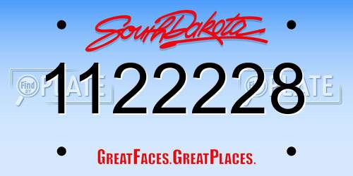 1122228 South Dakota License Plate