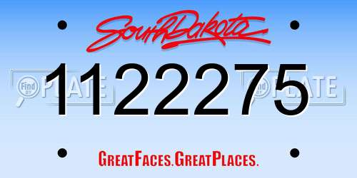 1122275 South Dakota License Plate