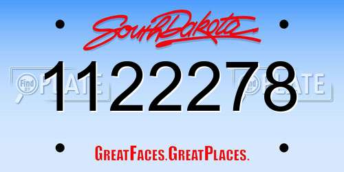 1122278 South Dakota License Plate