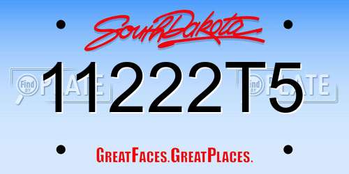 11222T5 South Dakota License Plate