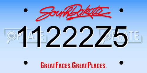 11222Z5 South Dakota License Plate