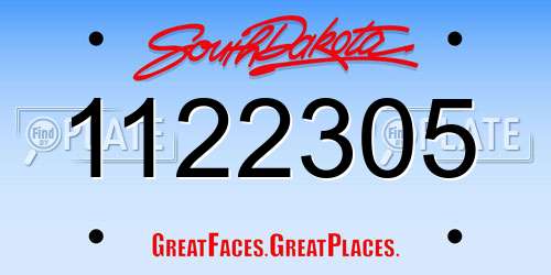 1122305 South Dakota License Plate