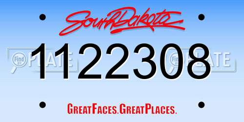 1122308 South Dakota License Plate