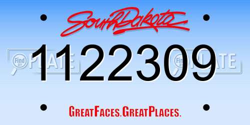 1122309 South Dakota License Plate