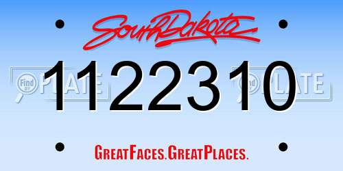1122310 South Dakota License Plate