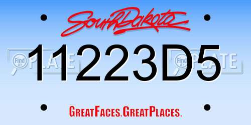 11223D5 South Dakota License Plate