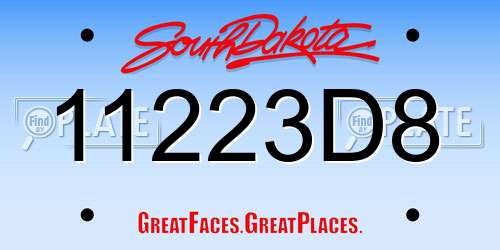 11223D8 South Dakota License Plate