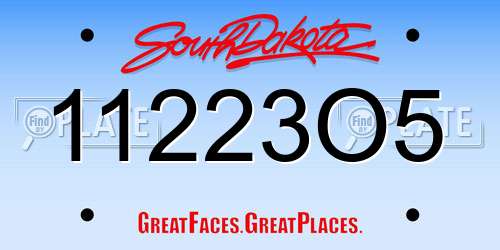 11223O5 South Dakota License Plate