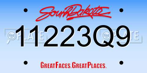 11223Q9 South Dakota License Plate