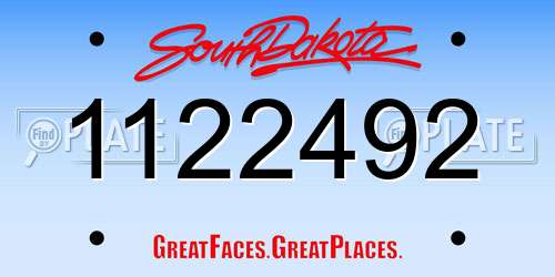 1122492 South Dakota License Plate