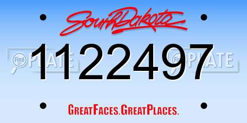 1122497 South Dakota License Plate