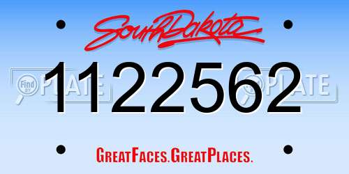 1122562 South Dakota License Plate